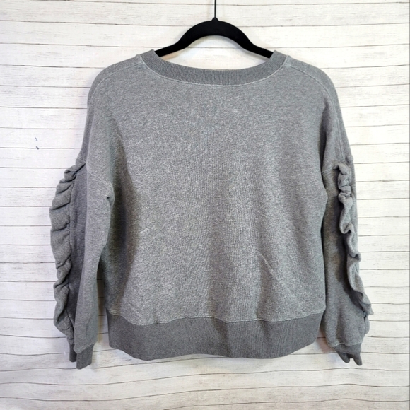 MILES FOR MADEWELL GRAY RUFFLE SWEATSHIRT, SZ XS - Picture 11 of 11